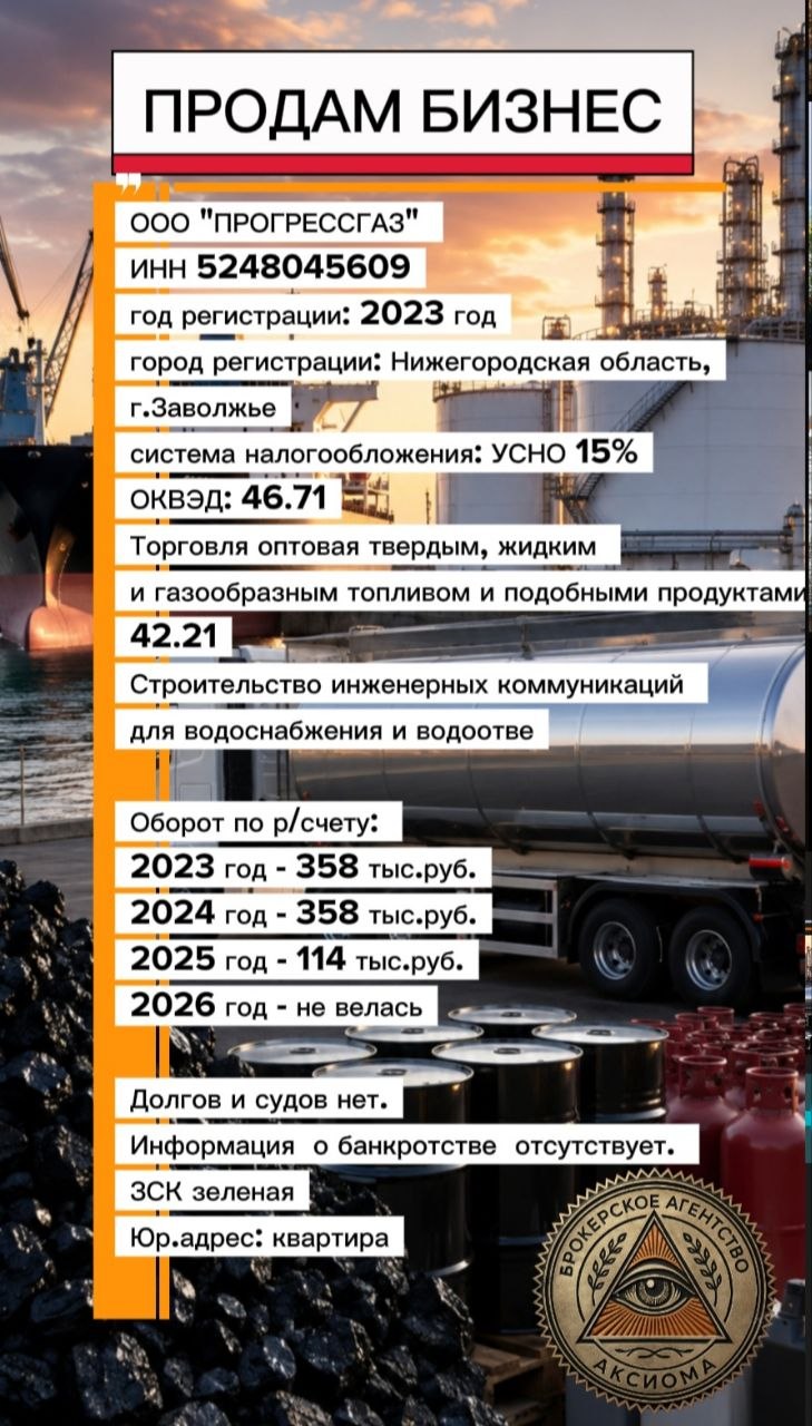 ПРОДАМ ООО “ПРОГРЕССГАЗ”